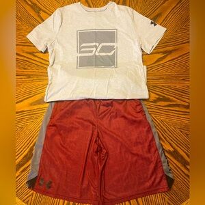 Boys Under Armour Shirt And Shorts Size Medium